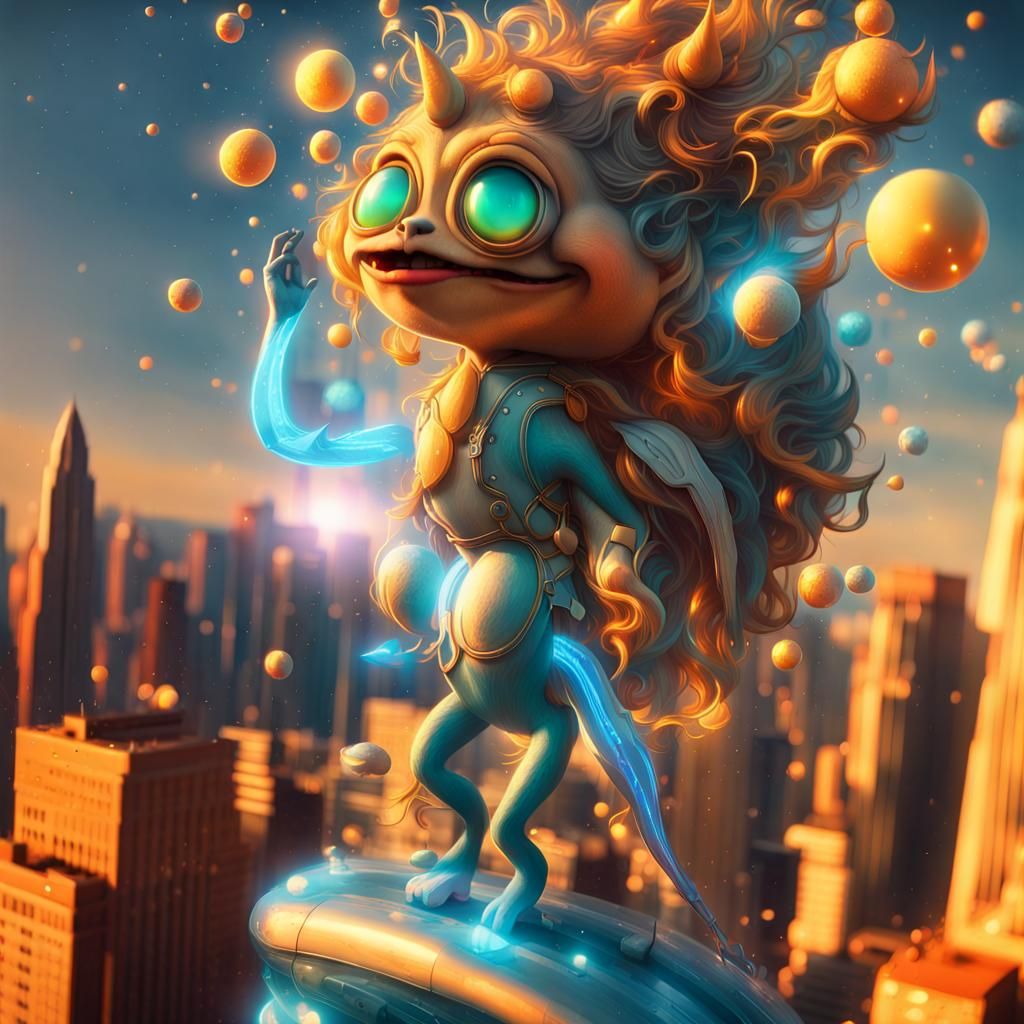 Futuristic Cityscape with Bizarre Creatures in 8k