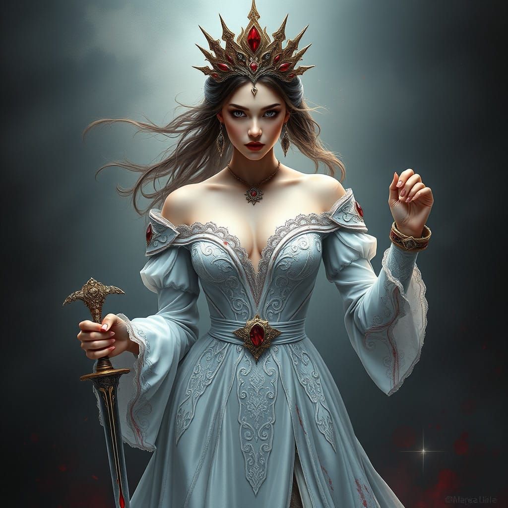 Realistische Queen with Ruby Crown and Dagger