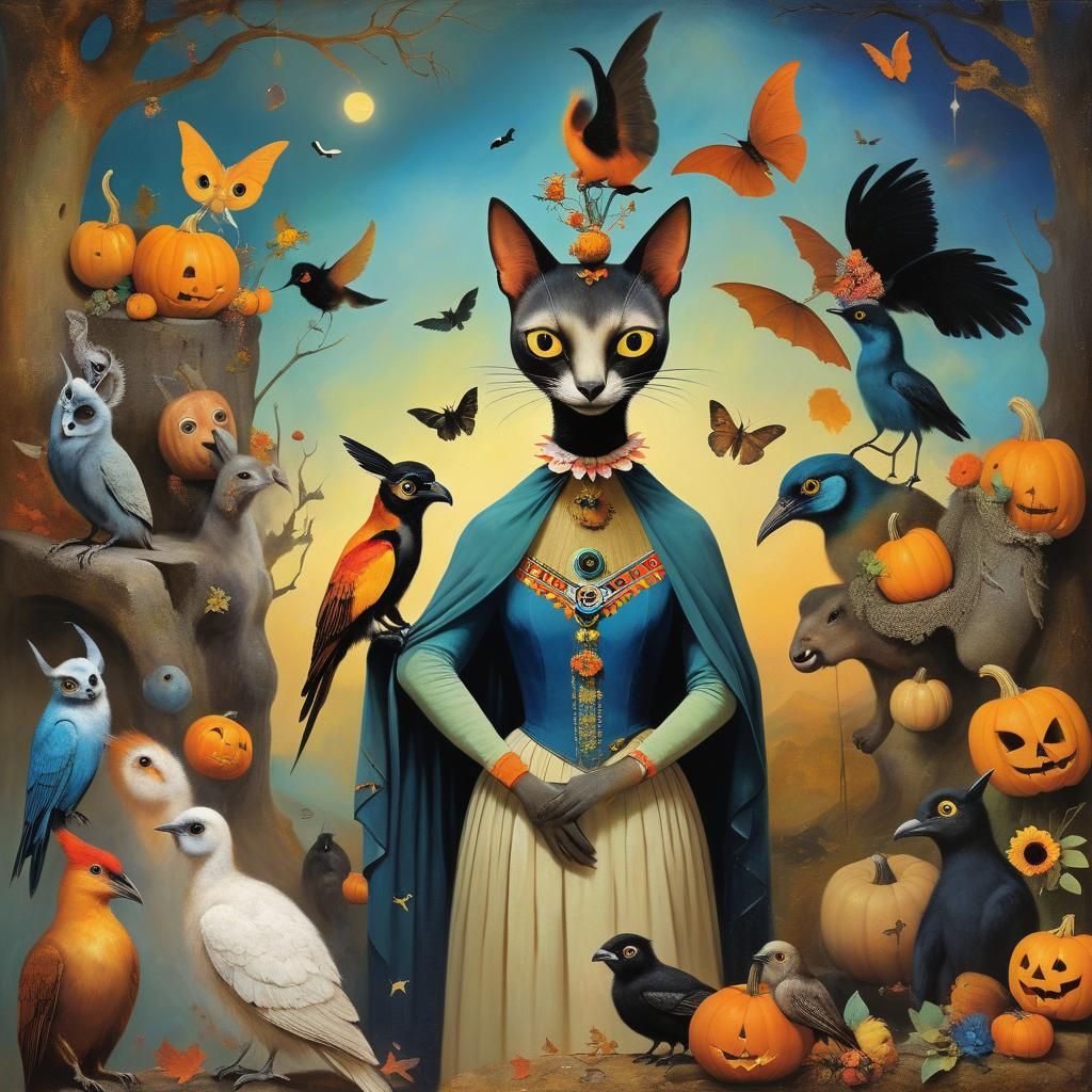 Surreal Halloween Animals in Oil Painting