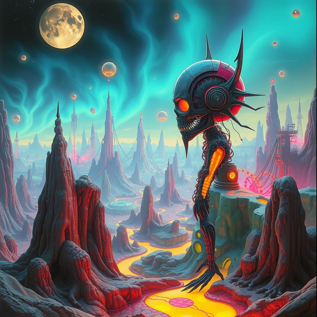 Surreal Dreamscape with Futuristic Elements