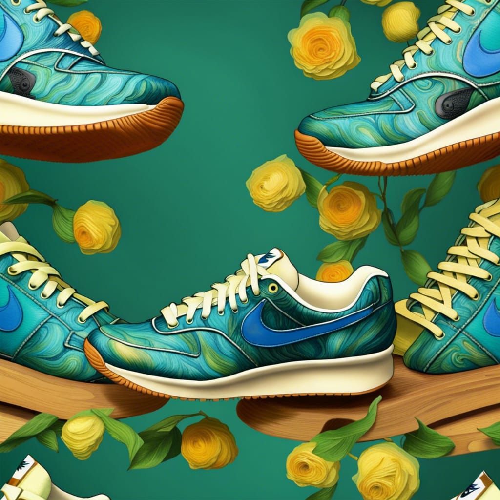 Van Gogh Inspired Nike Sneakers: Photorealistic Design