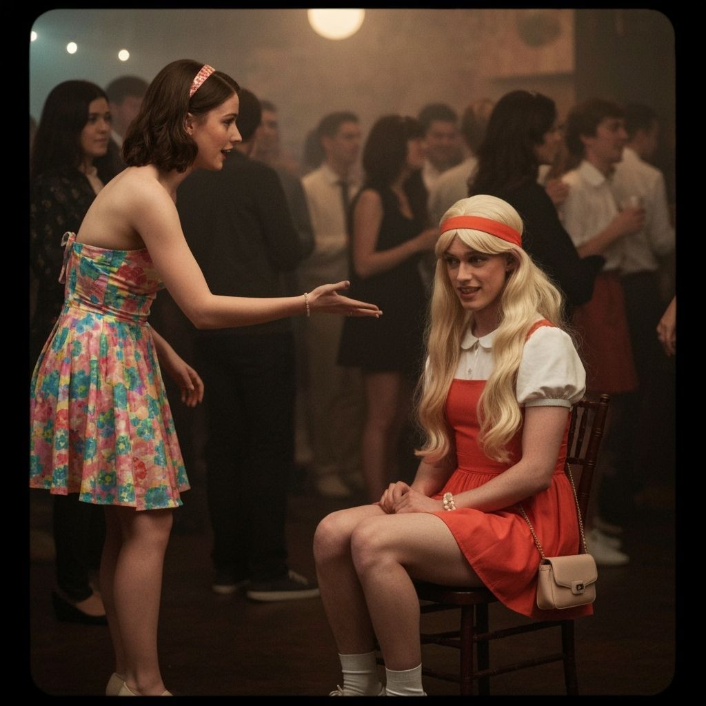 Woman Invites Crossdressing Man to Dance, Cinematic Style