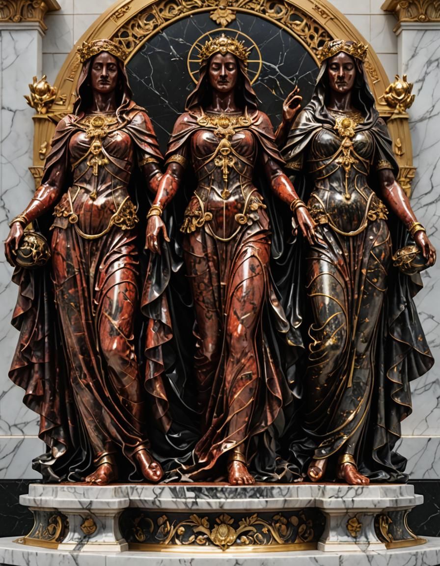 Marble Statue of the Three Fates in Art Deco