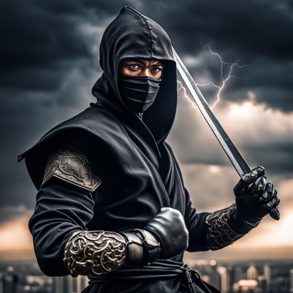 Hyperrealistic Email Ninja with Dragon Claws in Lightning