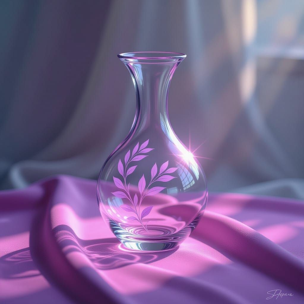 Delicate Glass Vase in Ethereal Digital Illustration Style