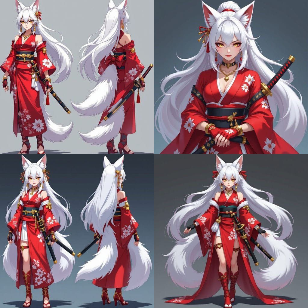 Anime Admiral with Kitsune Ears and Katana