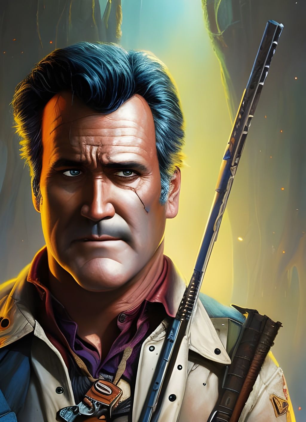 Bruce Campbell as Ash: Crayon Caricature