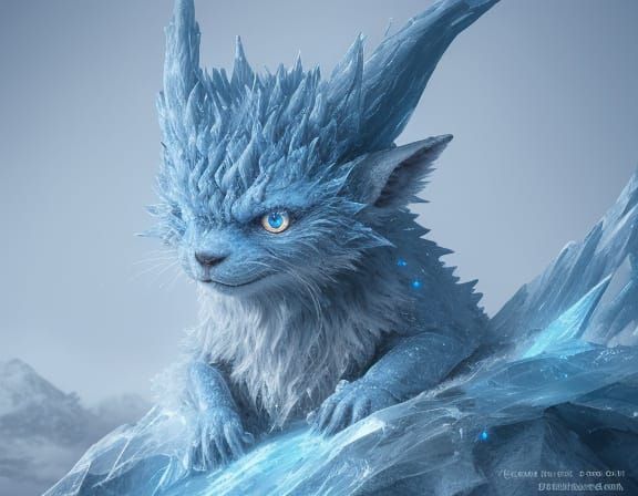 Whimsical Frost Imp in Magical Winter Scene