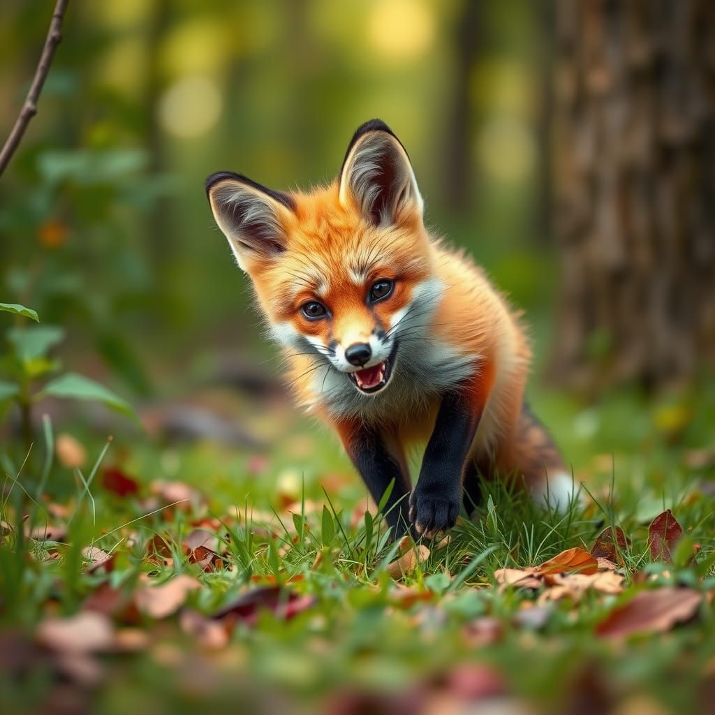 Cute Fox Playtime in the Woods