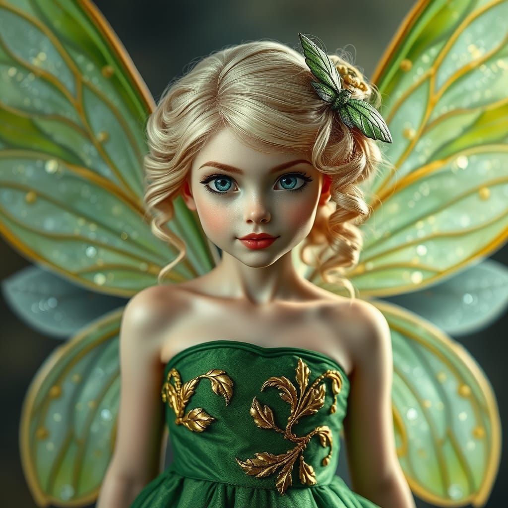 Beautiful Fairy with Sparkling Wings in Rococo Style