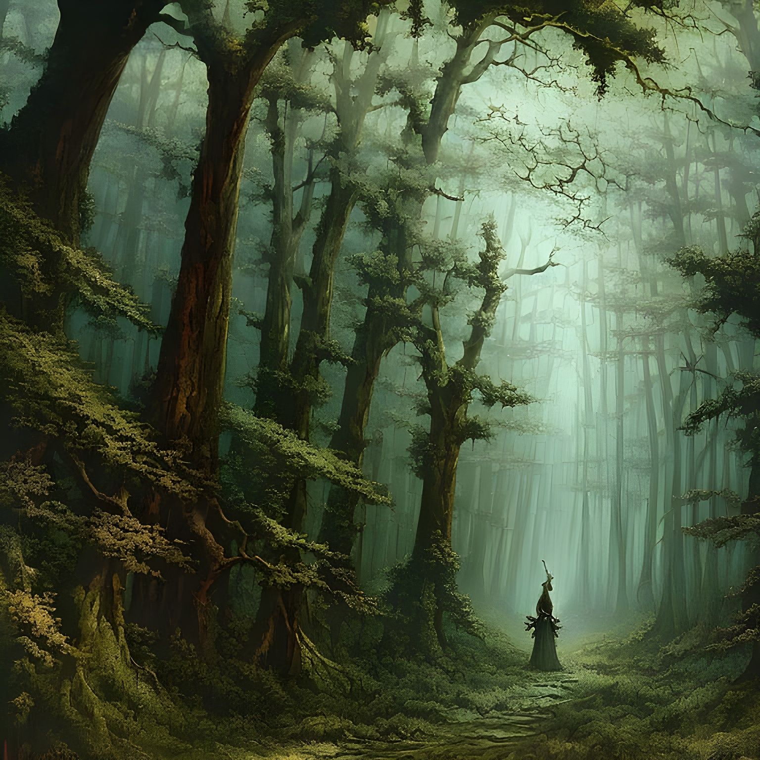 Spooky Forest Landscape in Dark Fantasy Style