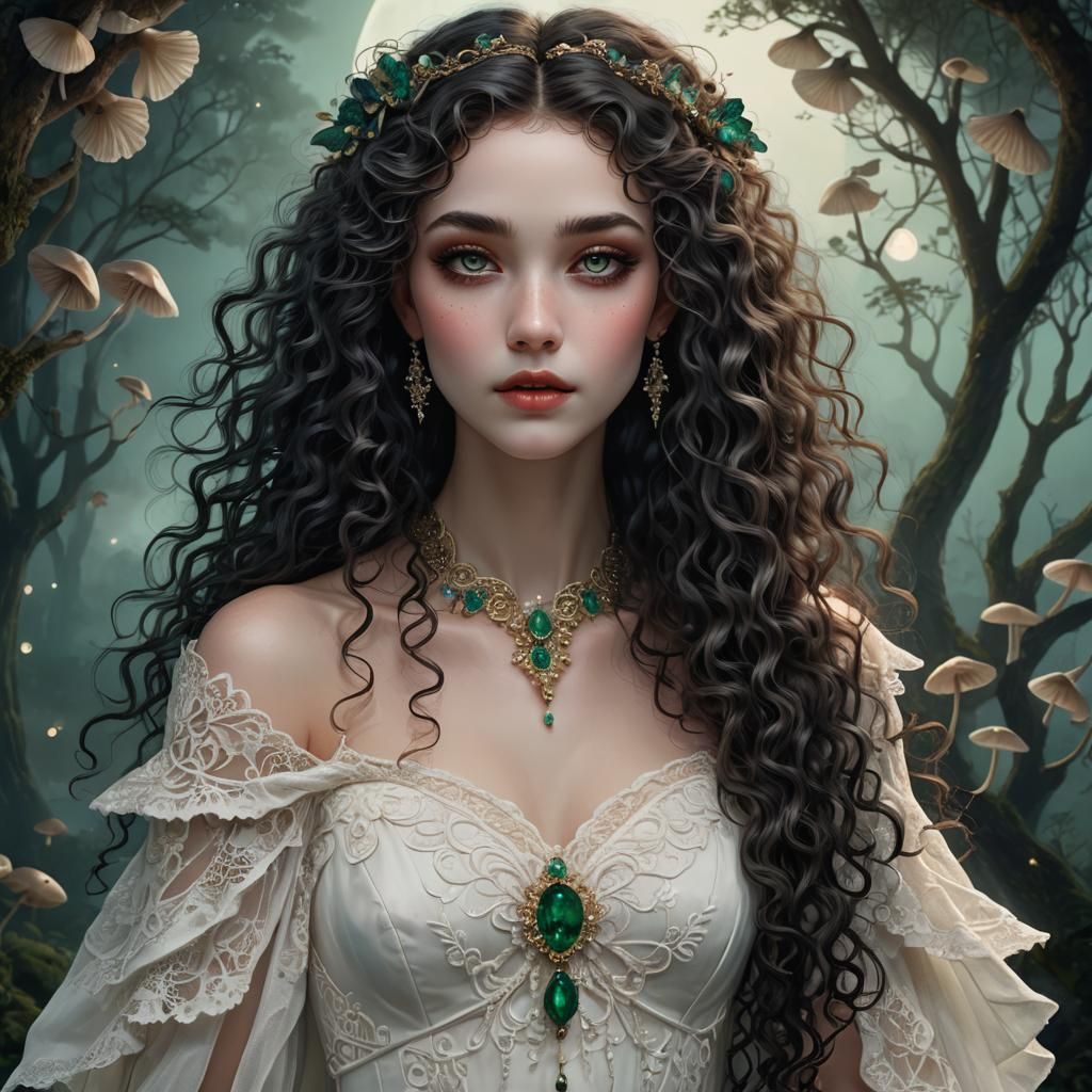 Ethereal Woman in Fantasy Forest: Matte Painting