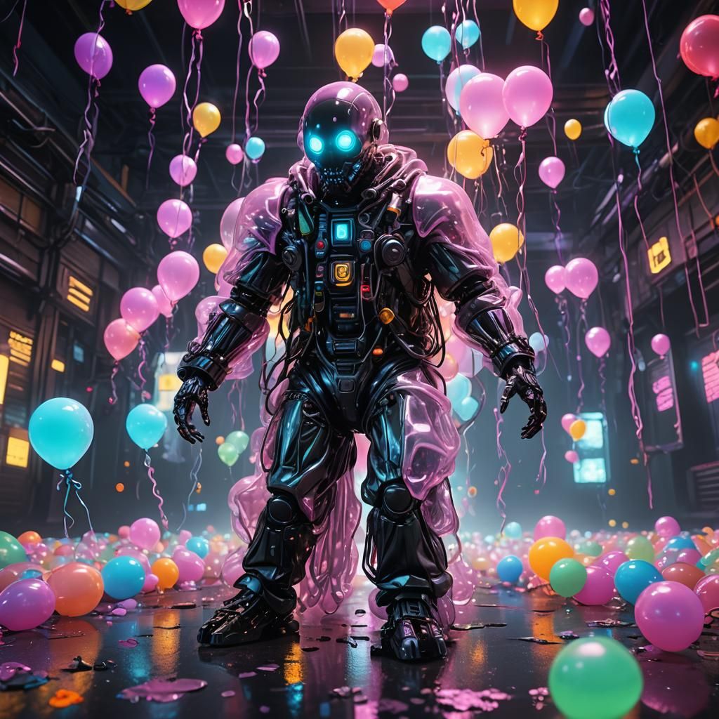 Radioactive Balloon Ghost in Cyberpunk Sci-Fi Style