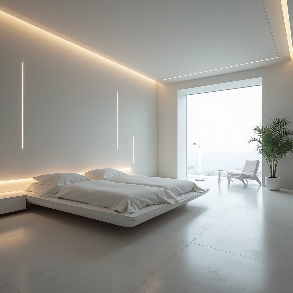 Sleek Futuristic Bedroom with High-Tech Accents