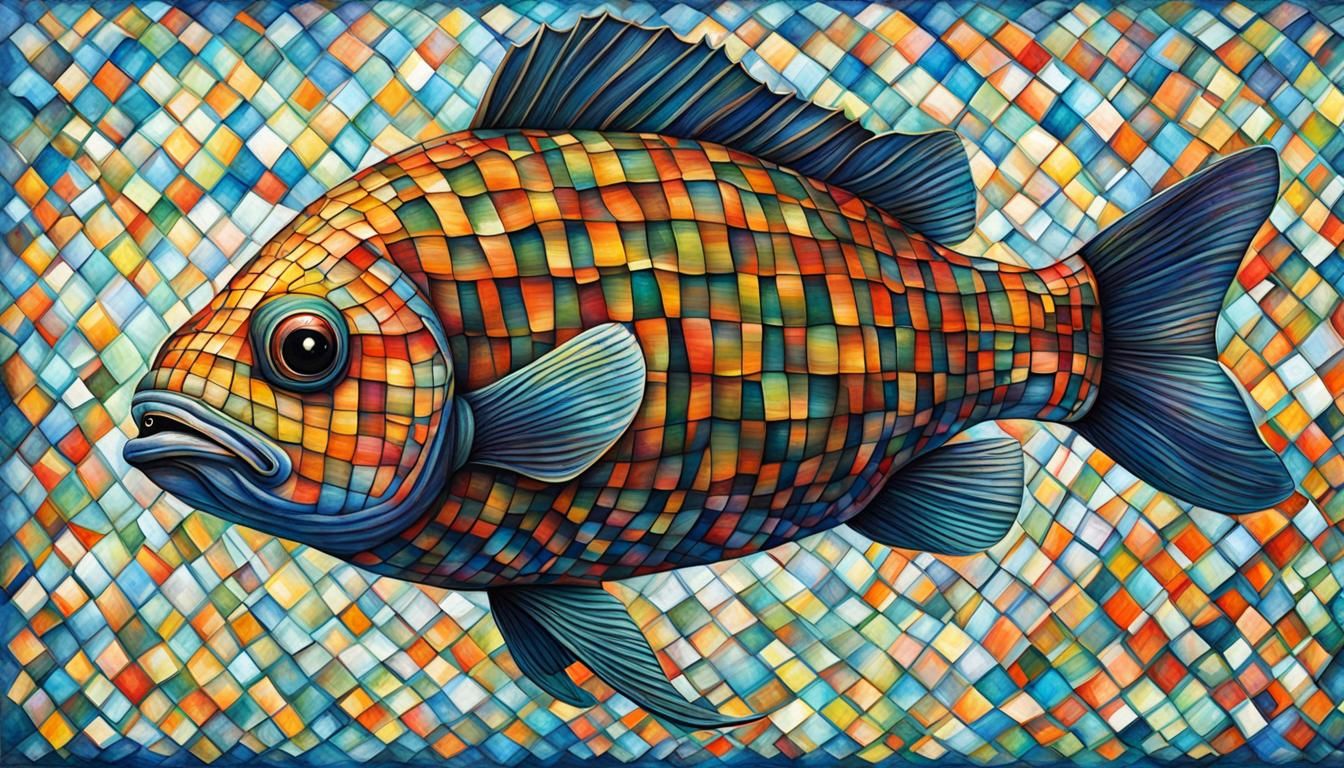 Plaid Fish Swimming in a Plaid Ocean