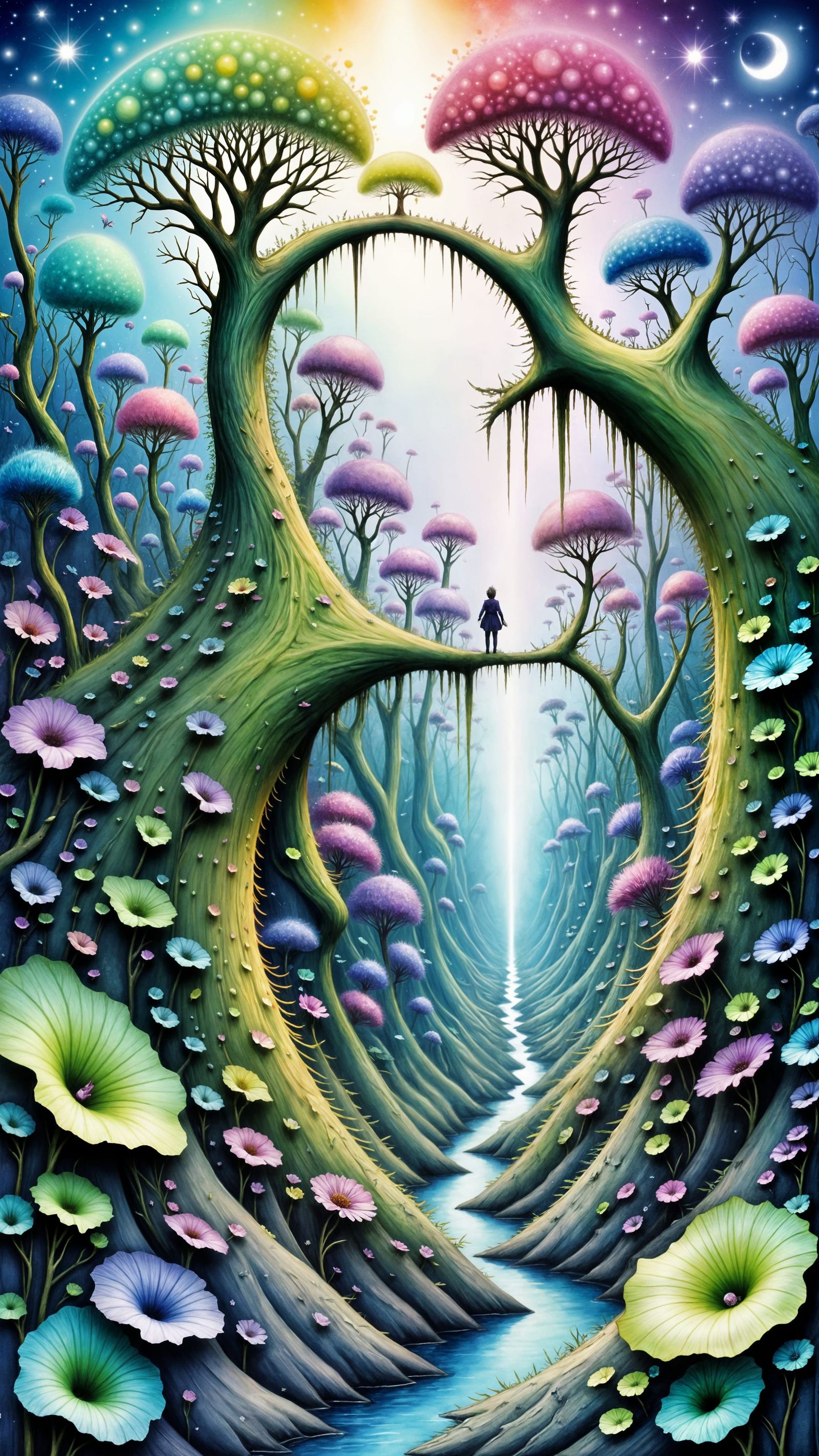 Luminous Tree Archway Portal in Fantasy Forest