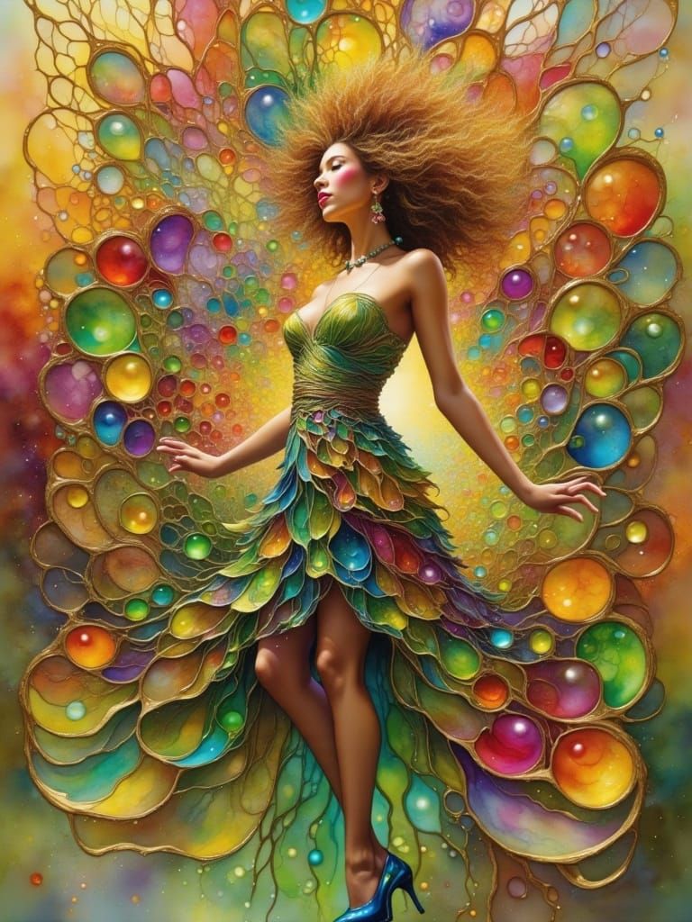 Woman Steps Into a Kaleidoscope of Colors