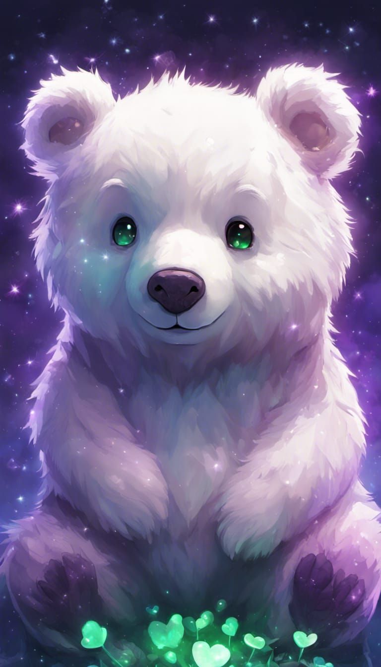 Adorable White Bear Prism Constellation with Glowing Eyes