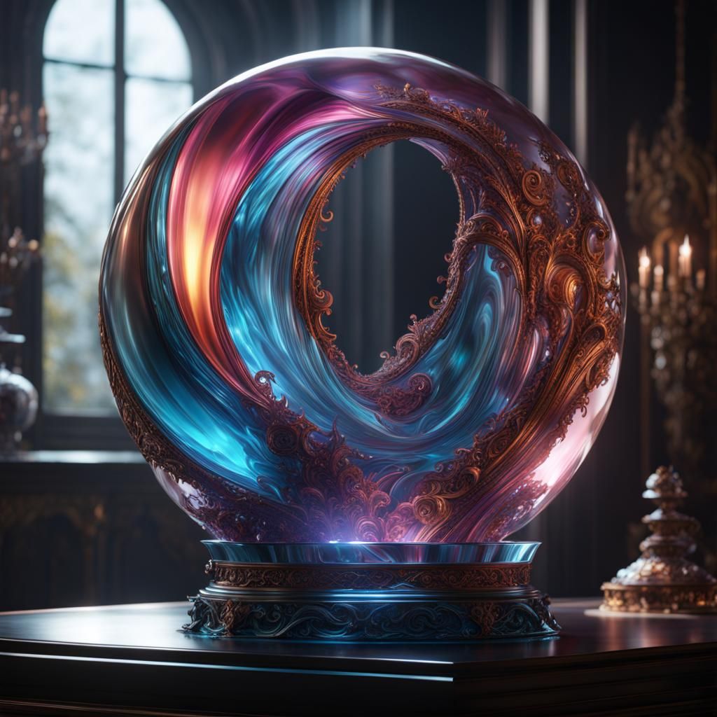Fantastical Glass Sculpture in Detailed Matte Painting