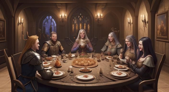 Medieval Royal Feast in Detailed Matte Painting