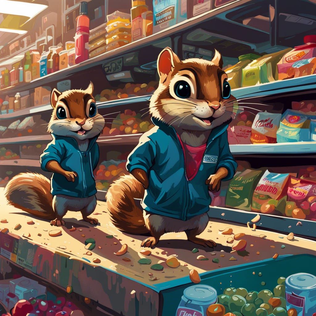 Chipmunks Grocery Shopping: Graffiti Splash Art
