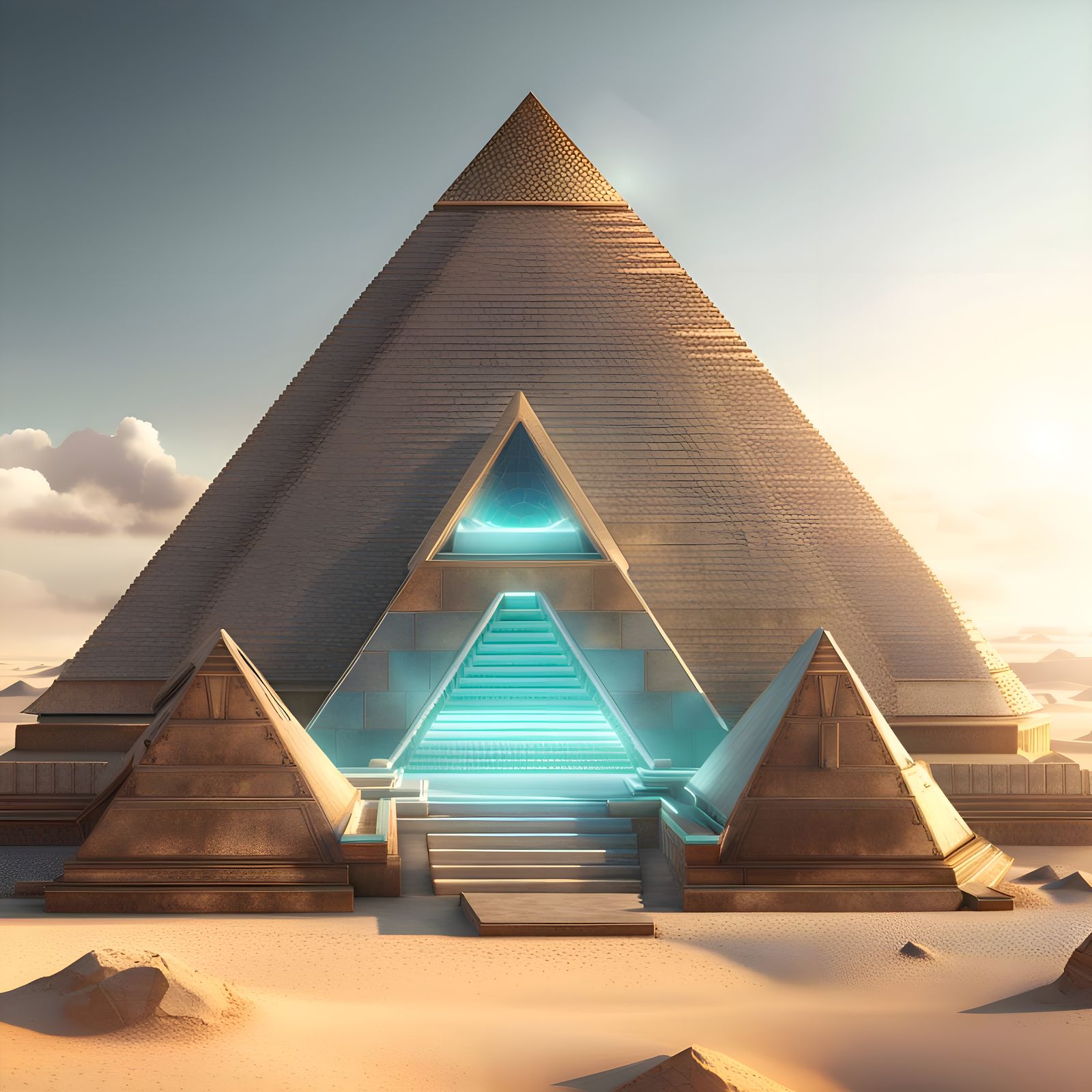 Sci-Fi Pyramids of Egypt in Vibrant Graffiti Art