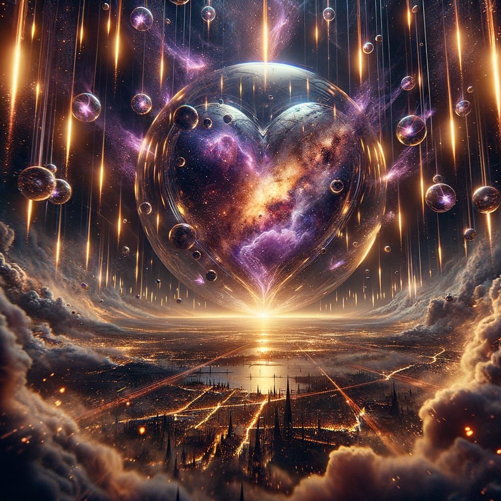 Galaxy in Glass Heart: Celestial Digital Matte Painting