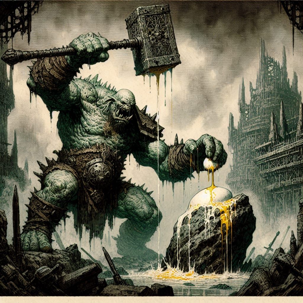Grimdark Orc Breaks Rock to Reveal Egg