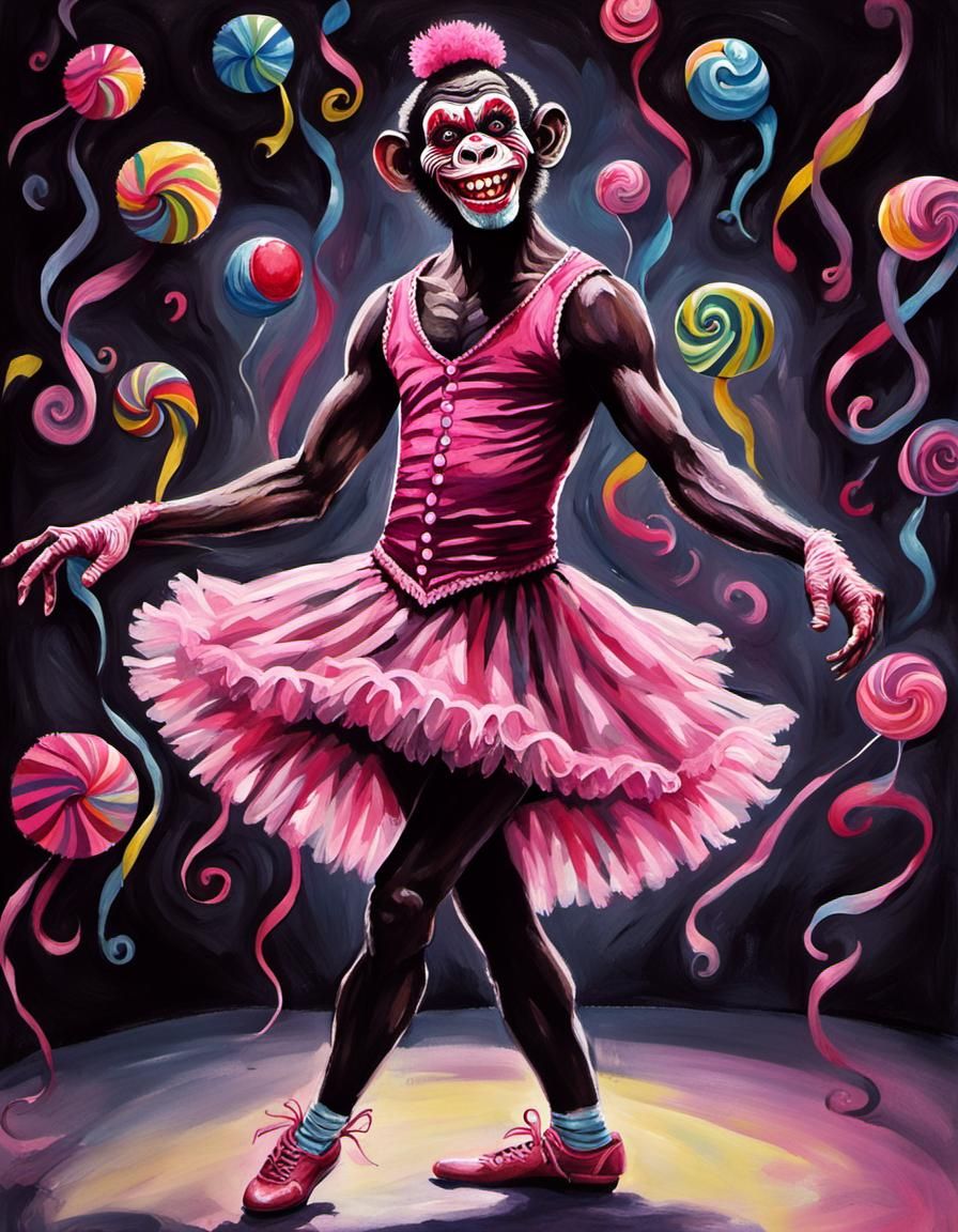 Zombie Clown Monkey Ballet Dancer in Candyland
