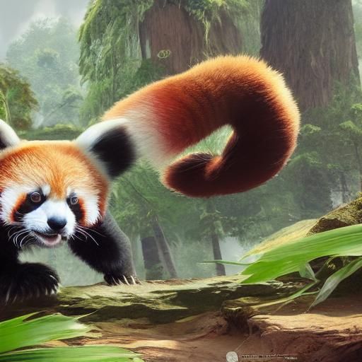 Red Panda and Giant Panda Hybrid in 3D