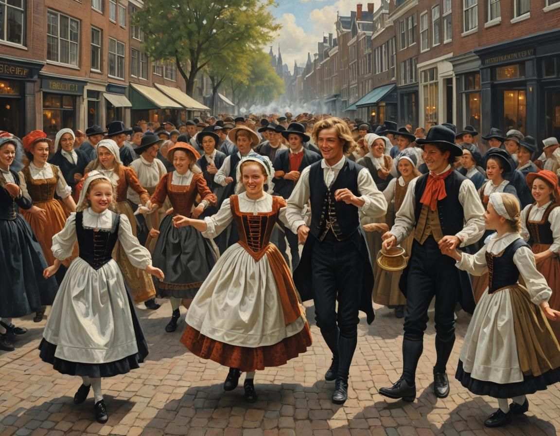 Dutch Children Dancing: Oil Painting by Gurney