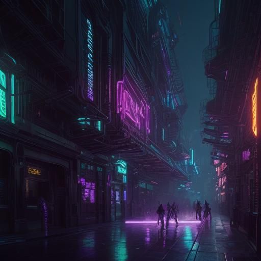 Neon Cityscape in Dark Fantasy Concept Art