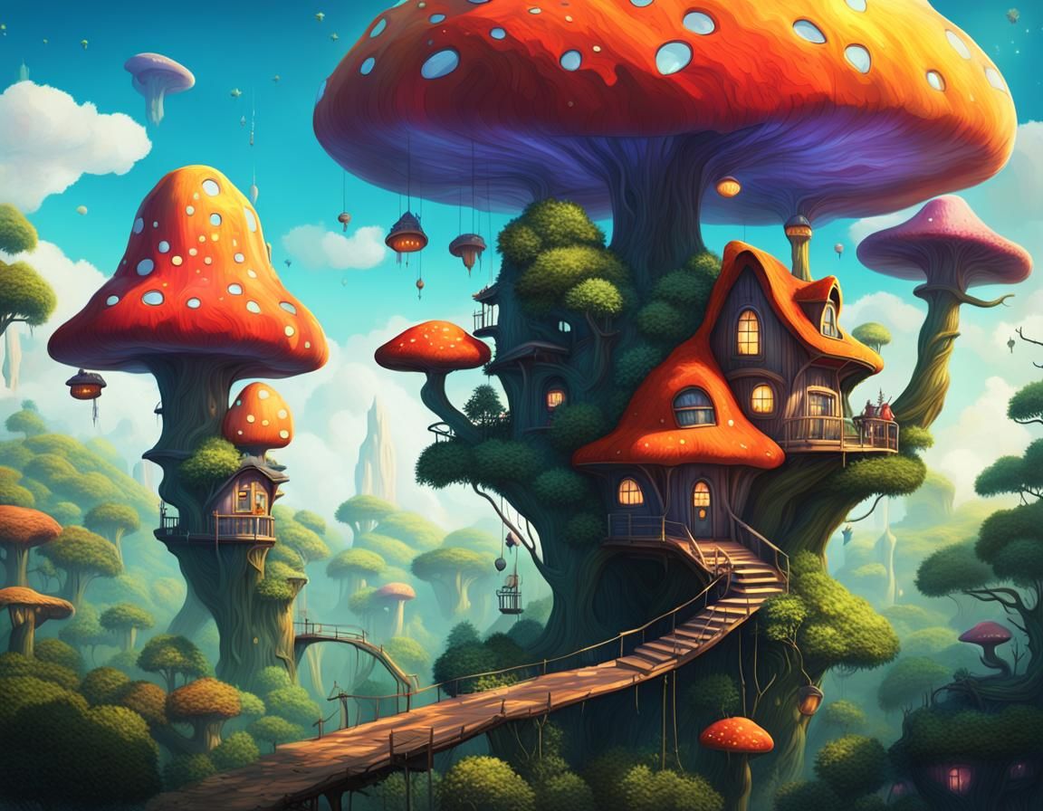 Surreal Treehouses: Digital Art Inspired by Fantasy