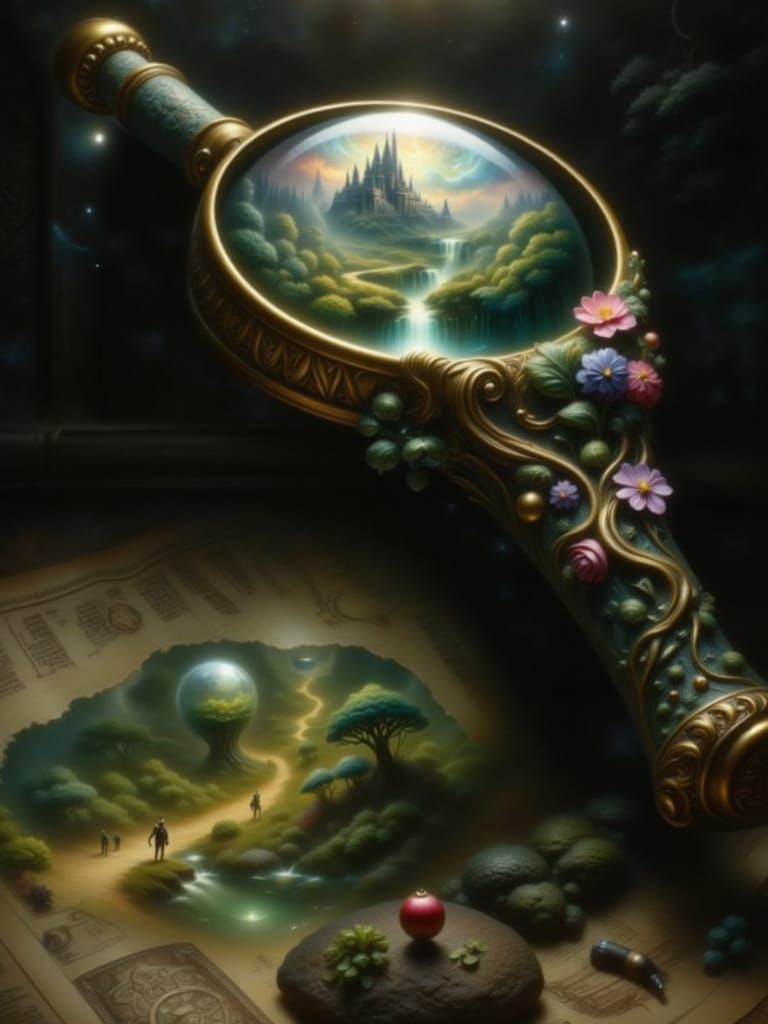 Majestic Magnifying Glass Reveals Whimsical Neverland Scene