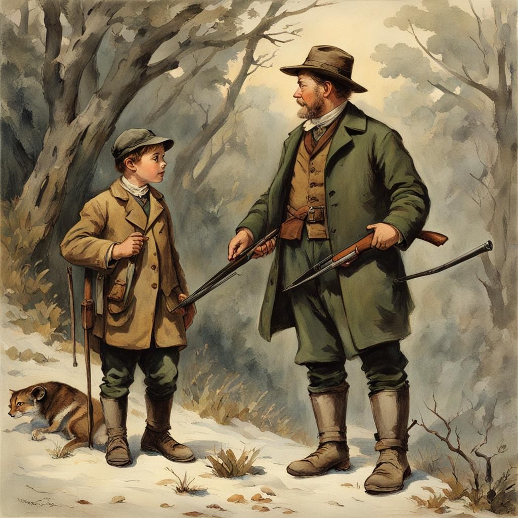 Father and Son Hunting Story, Detailed Matte Painting