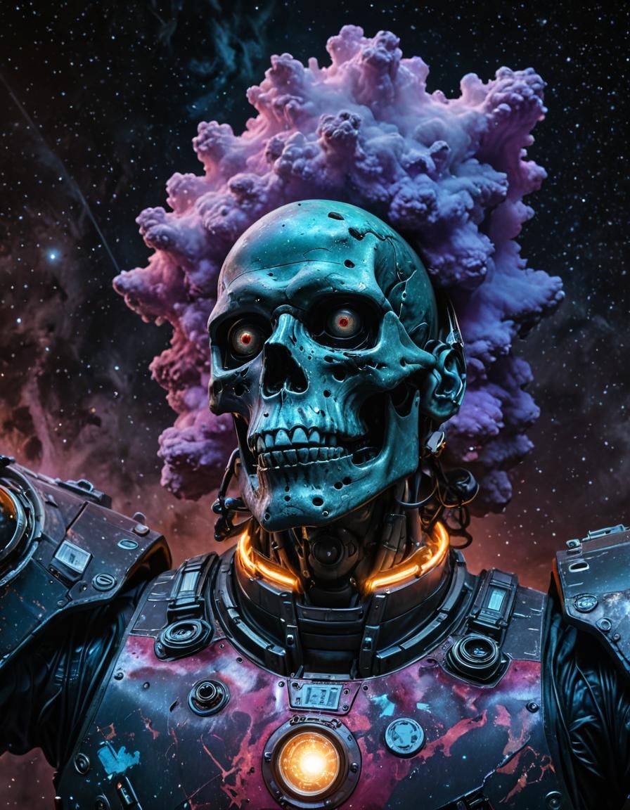 Menacing Vic Rattlehead in Surreal Space Art