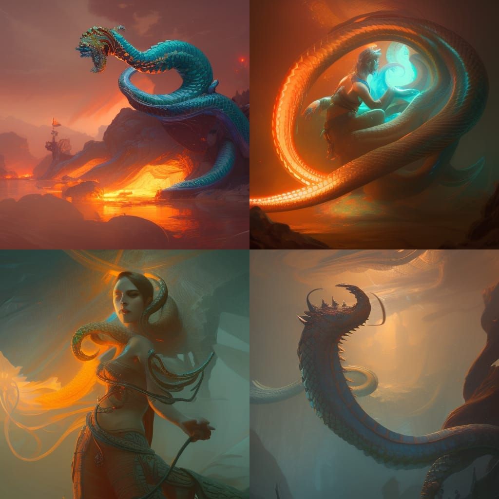 Jormungandr Concept Art in Art Nouveau Style