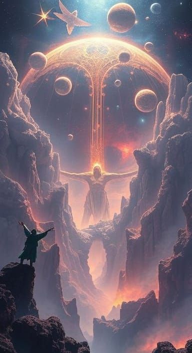 Cosmic Astral Painting in Mixed Media Style