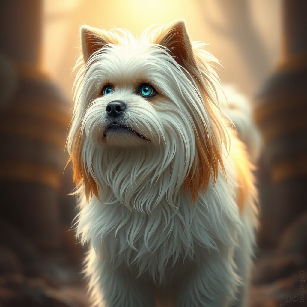 Ethereal Lhasa Apso in Whimsical Fantasy Realm