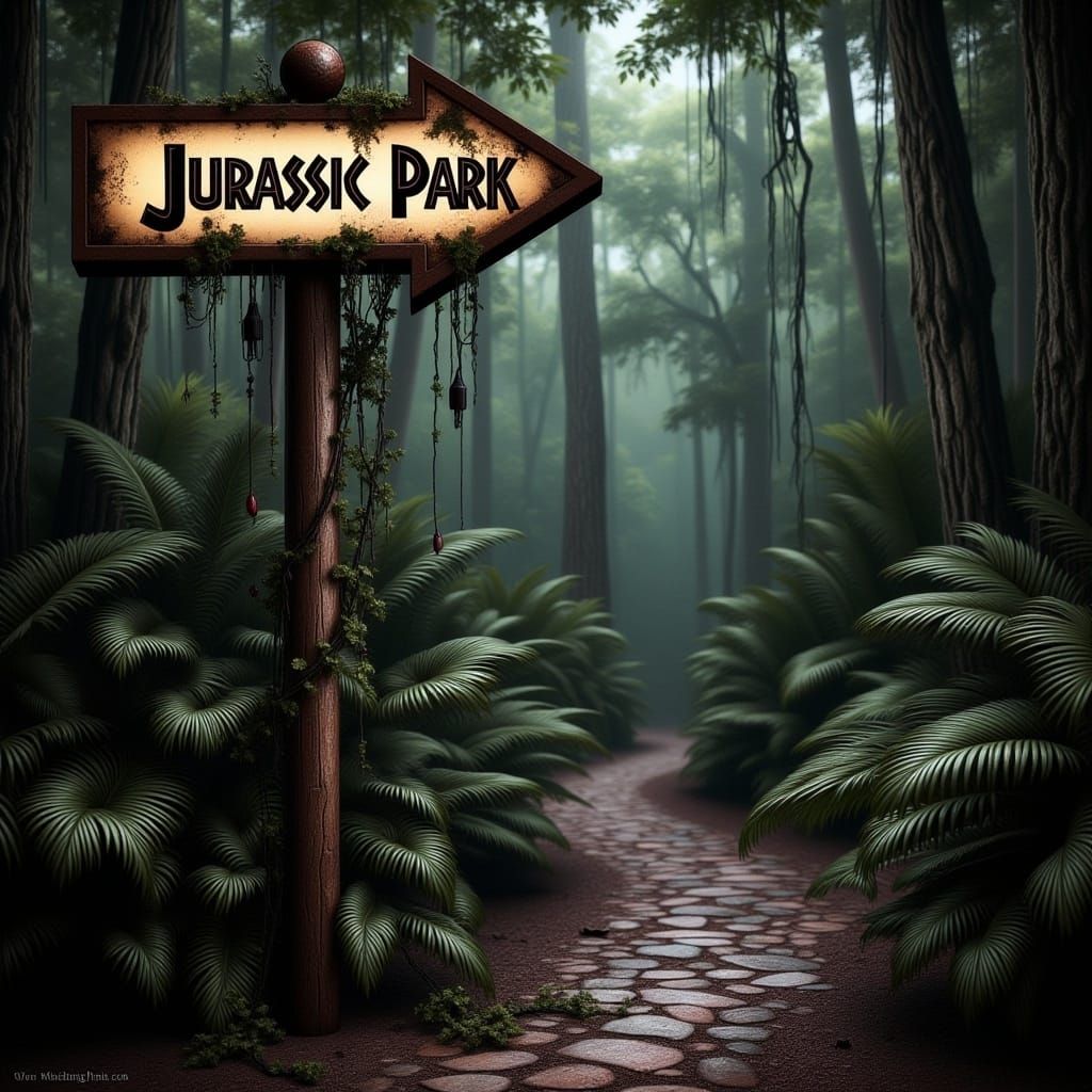 Jurassic Park Sign in Gothpunk Style