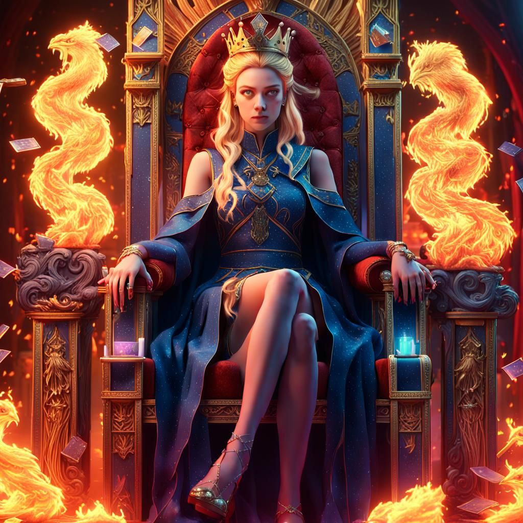 Anime Queen with Tarot Cards and Phoenix Ashes