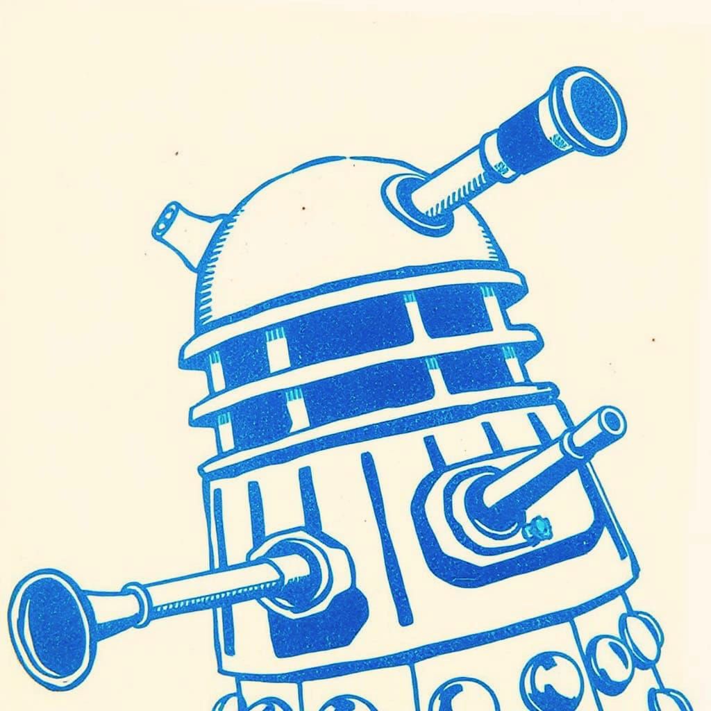 Dalek (linocut print)