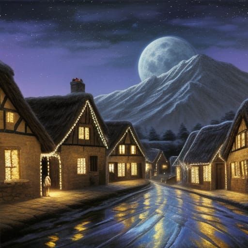 Enchanting Village Illuminated by Countless Lights