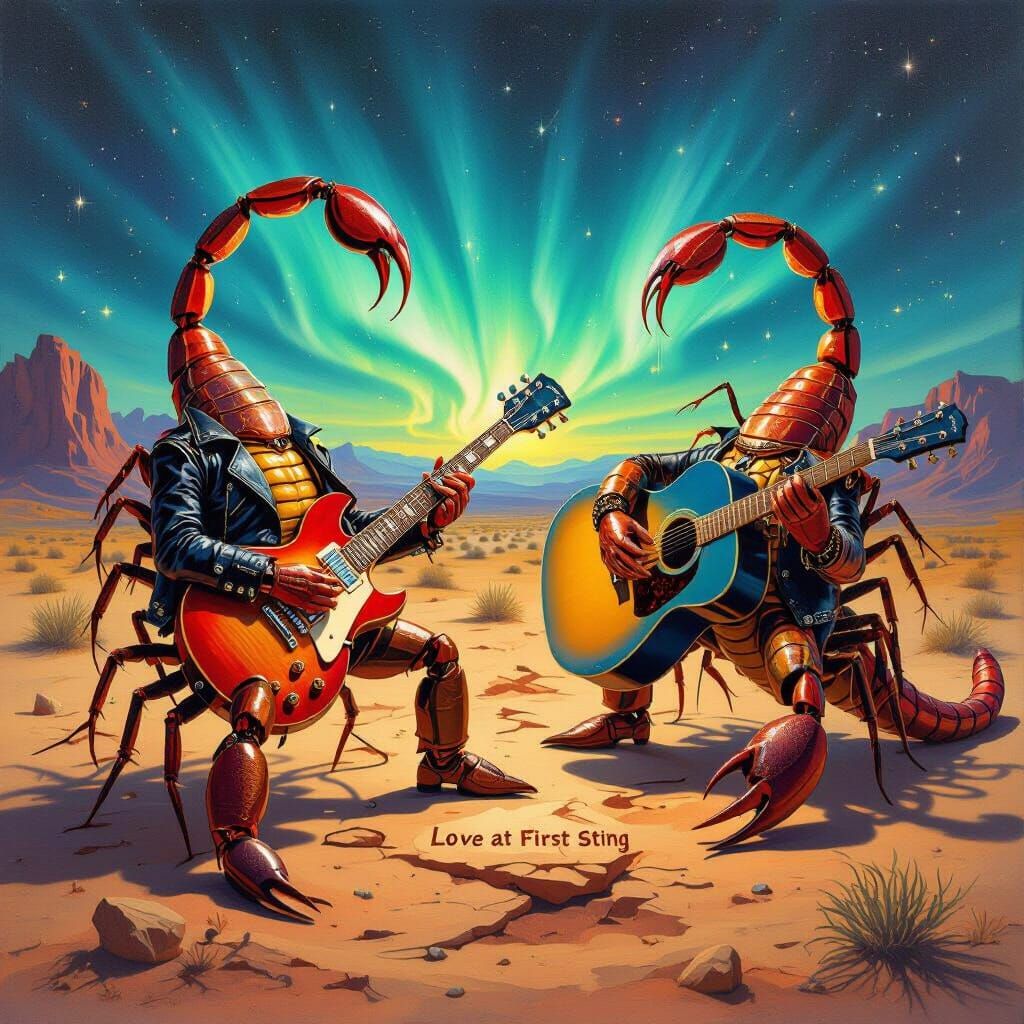 Surreal Scorpions Rock Out in Dalí-esque Oil Painting