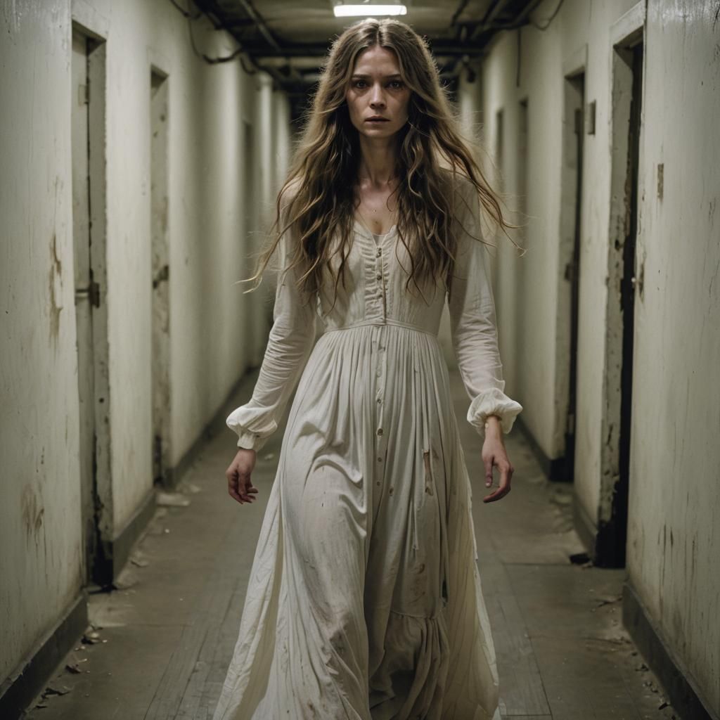 Hollow-Eyed Woman in White Dress