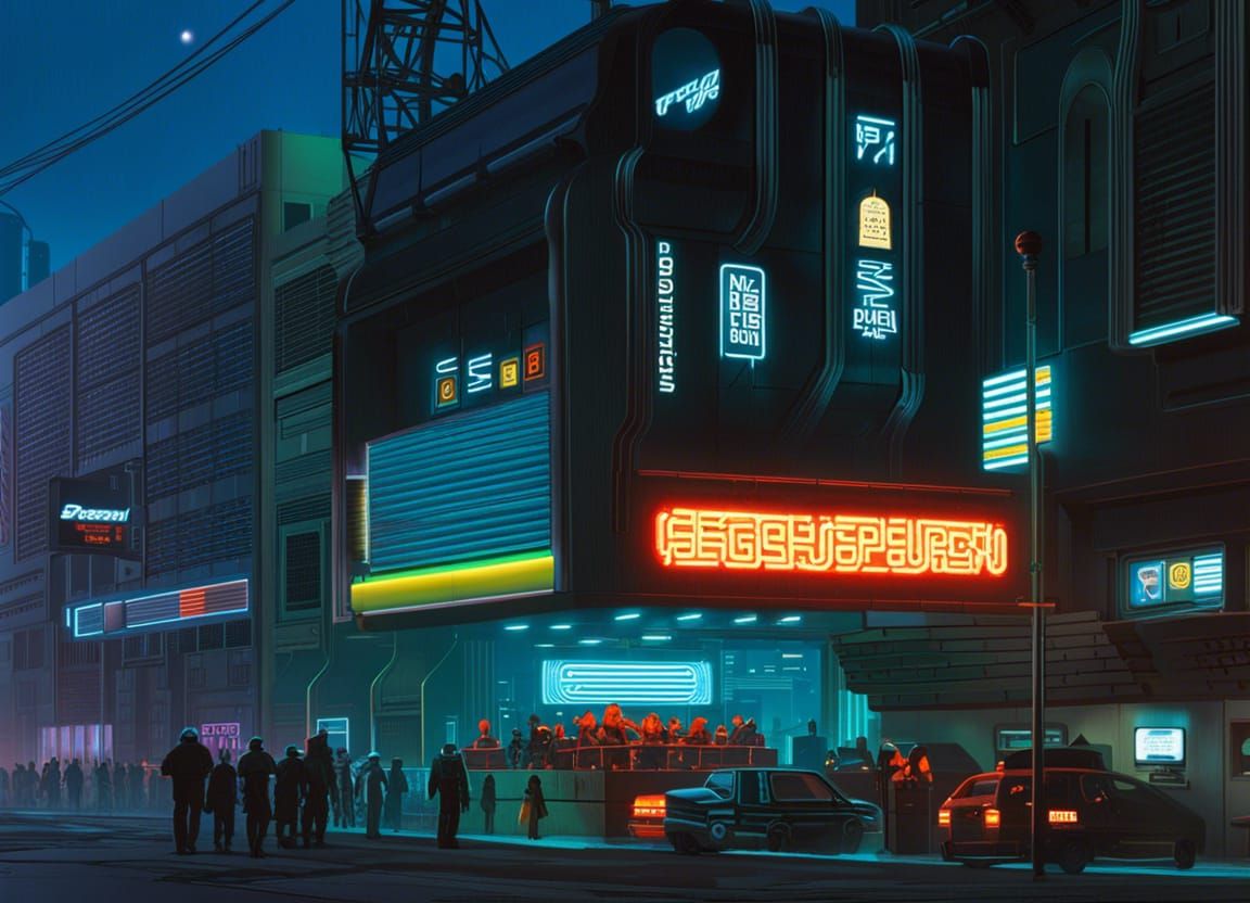 Cyberpunk Cityscape with Neon Lights