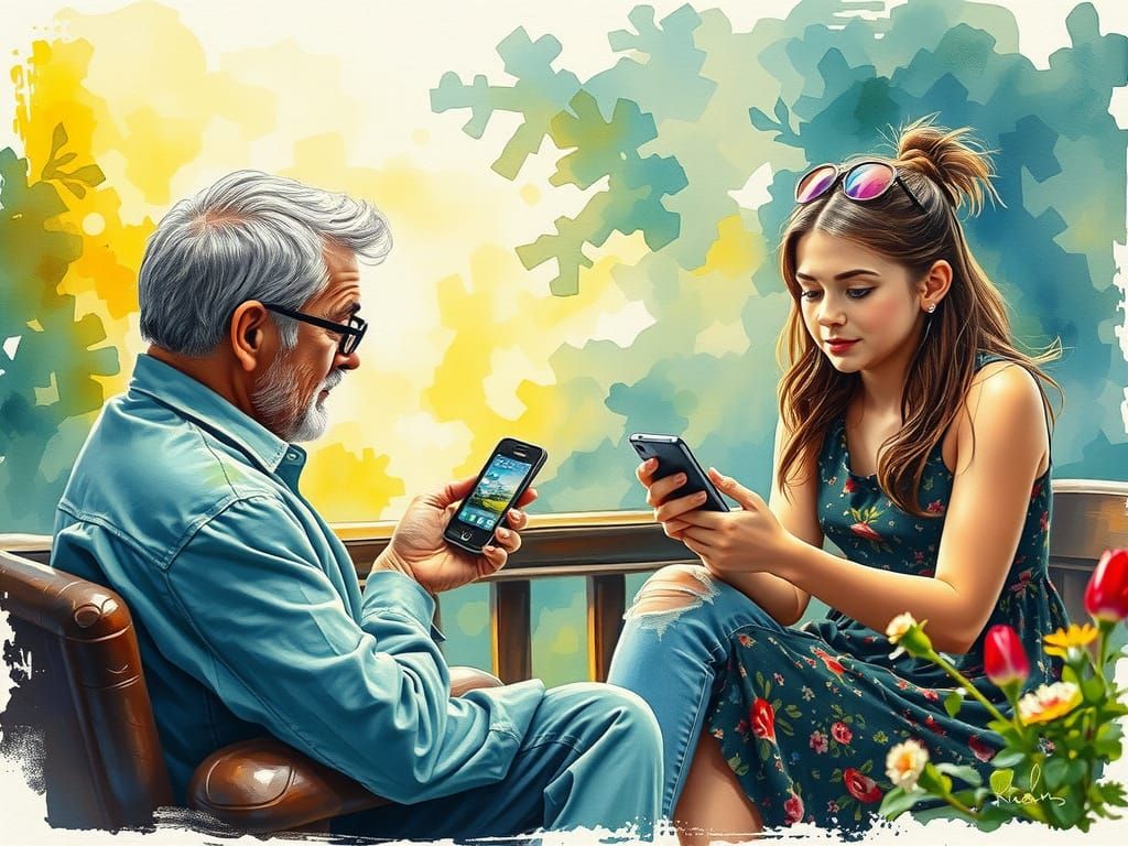 Dad's Wistful Moment with His Teenage Daughter in a Neo-Impr...