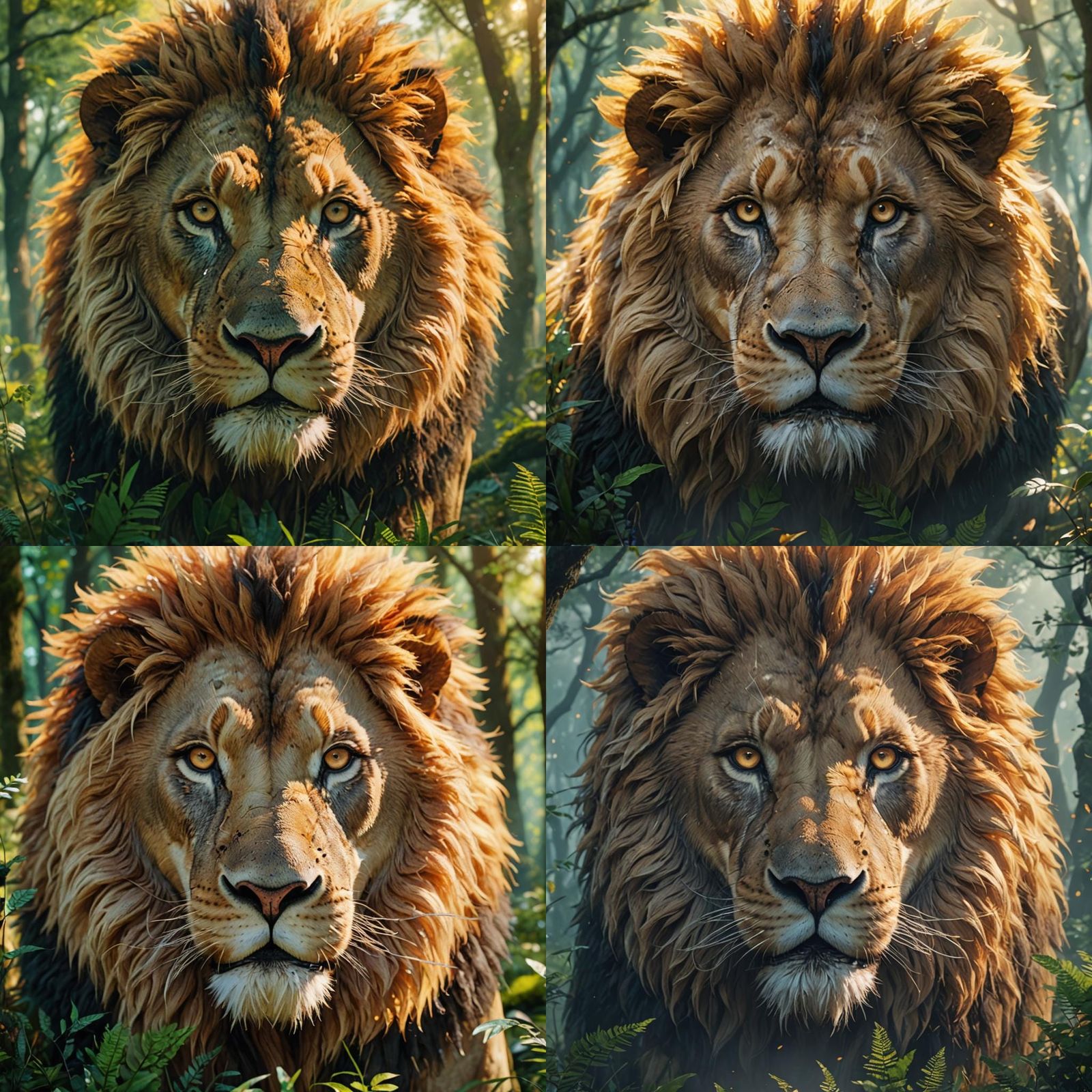 Majestic Lion in Forest: 3D Anime Art
