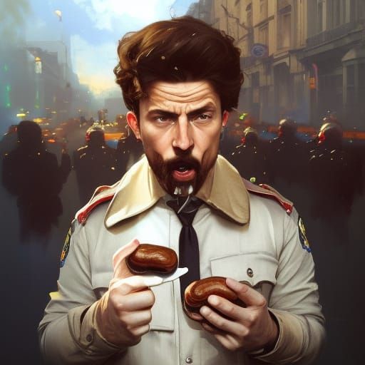 Cops Eating Donuts: Hyperdetailed Digital Art Portrait