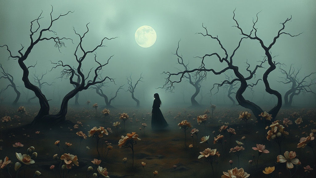 Desolate Landscape with Lone Figure: A Surreal Impression